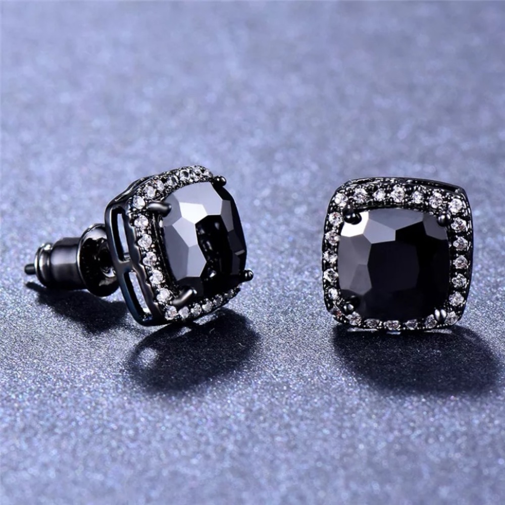New Black gold filled Stud Earrings